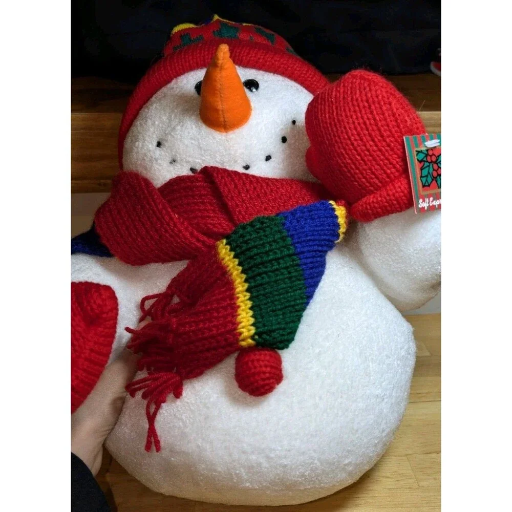Snowman Chenille Stuffed Plush VTG 12